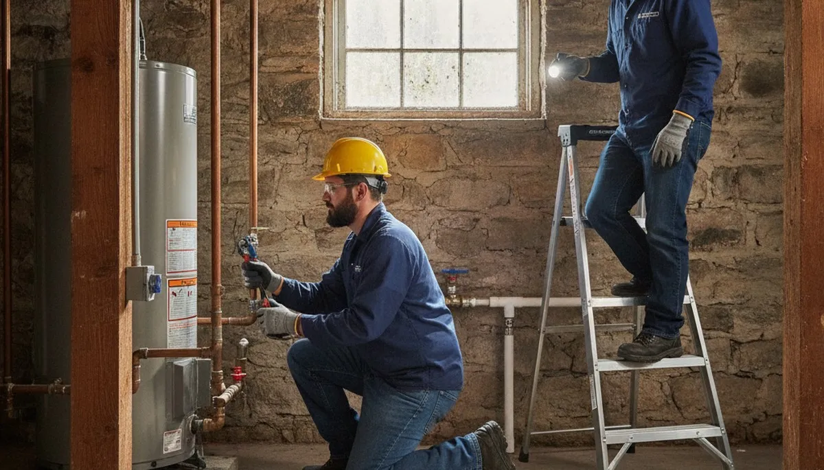 Plumber repairing a pipe in Hoboken, NJ for fast plumbing service