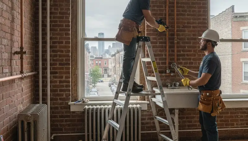 Professional plumber repairing a pipe in Hoboken, NJ for local plumbing service