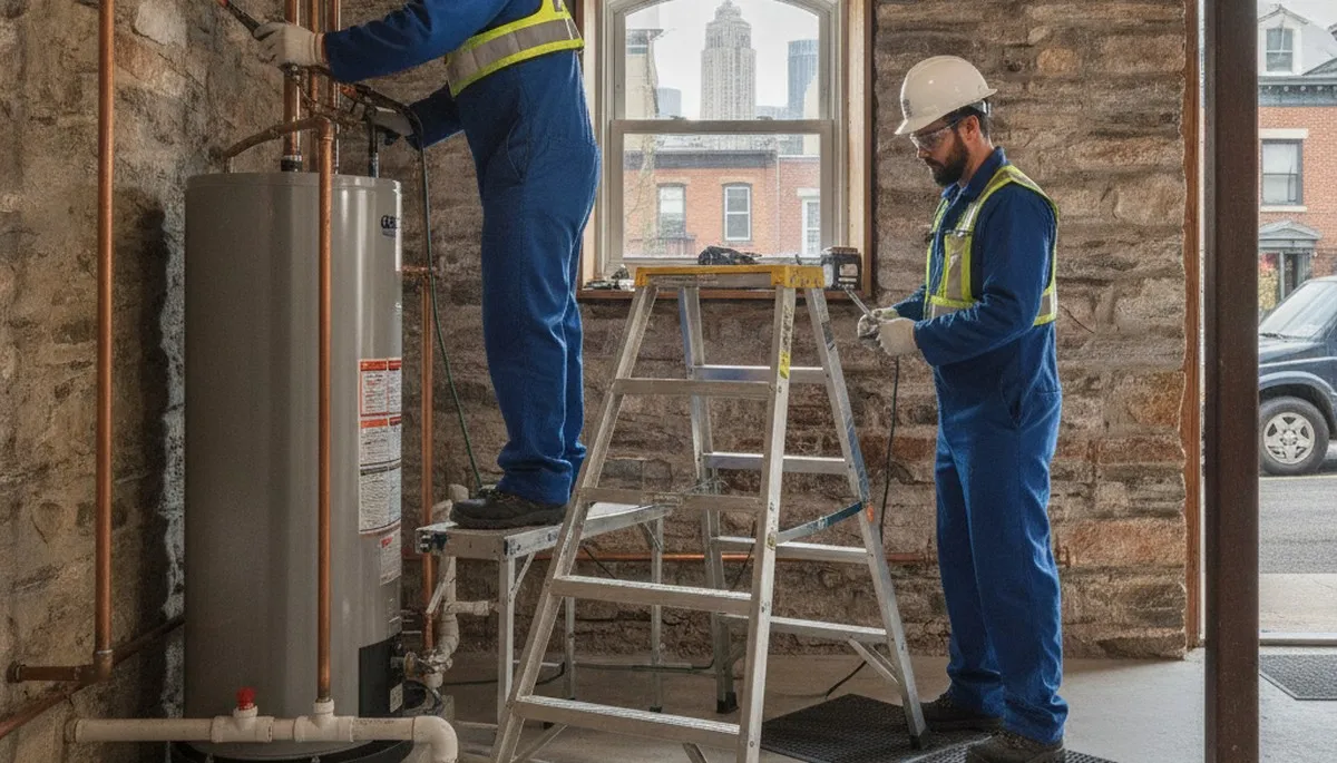 Plumber repairing a leak in Hoboken, NJ for fast residential plumbing service