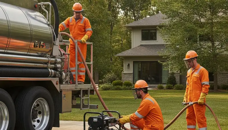 Septic pumping service truck for Hoboken, NJ homes by On Call Plumbers