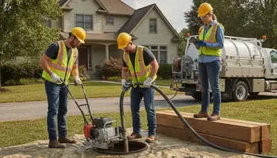 Septic repair technician inspecting Hoboken, NJ home plumbing for drainage issues