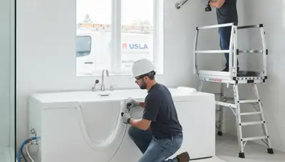 Walk in tub installation by Hoboken, NJ plumbers for safer home bathing and plumbing connections