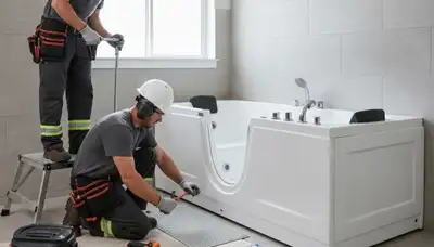 Walk-in tub installation by Hoboken, NJ plumber for safer home bathing